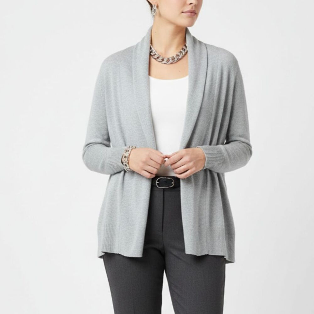 Eileen Fisher Gray Long Sleeve Open Front Sweater S